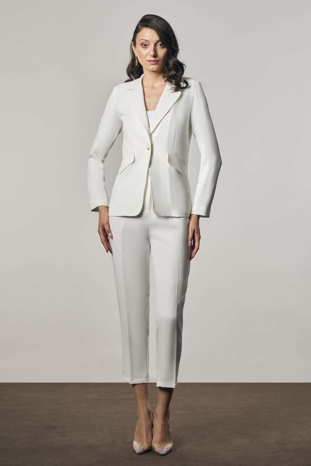 Tek Düğmeli Blazer Ceket - BEYAZ