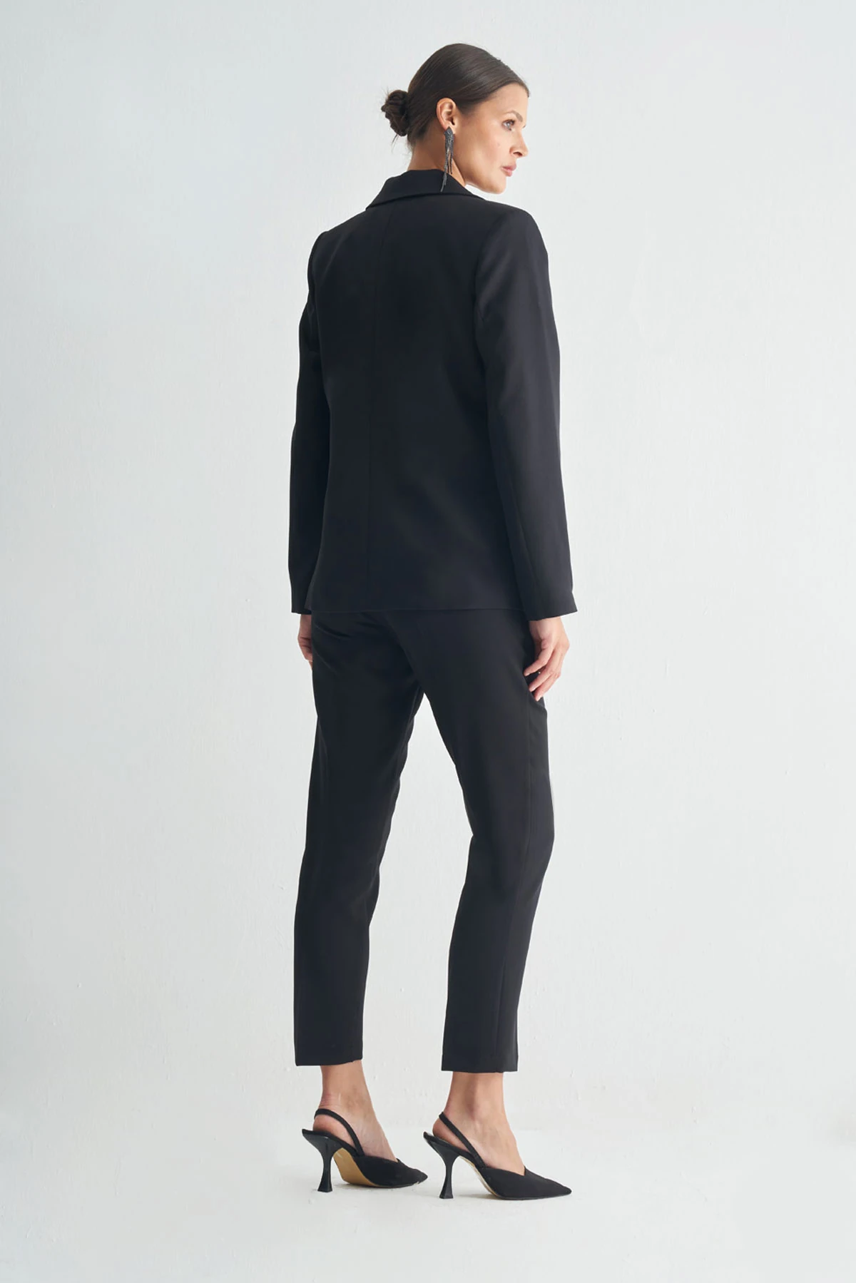 Oversize Blazer Ceket ve Yelekli Takım - Siyah