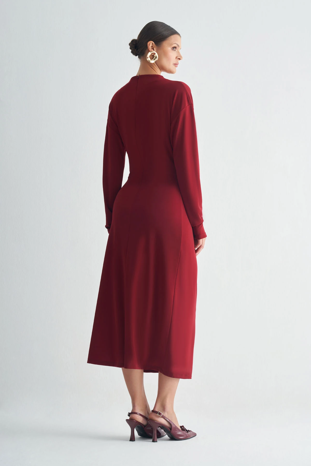 Toka Detaylı Uzun Kollu Elbise