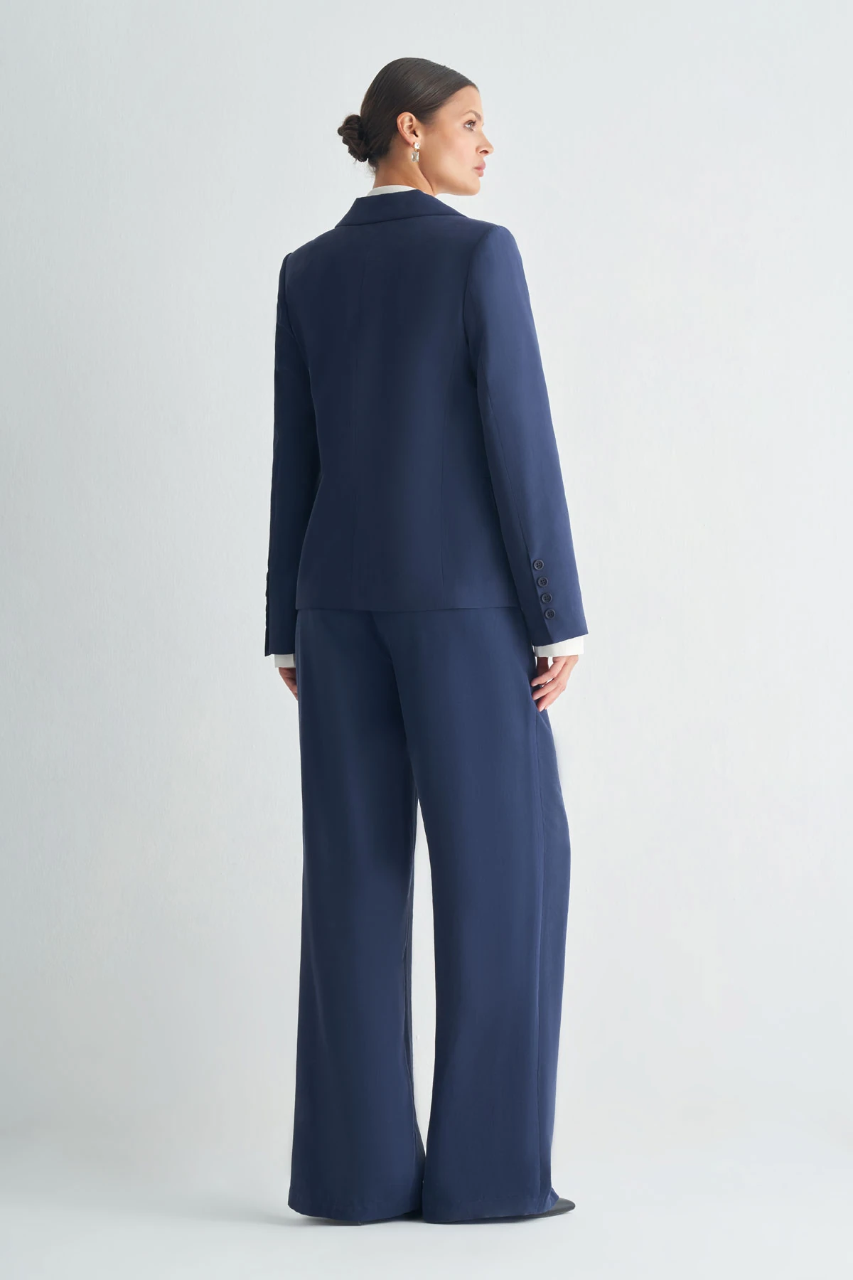 Klasik Kesim Tek Düğmeli Blazer Ceket - Lacivert