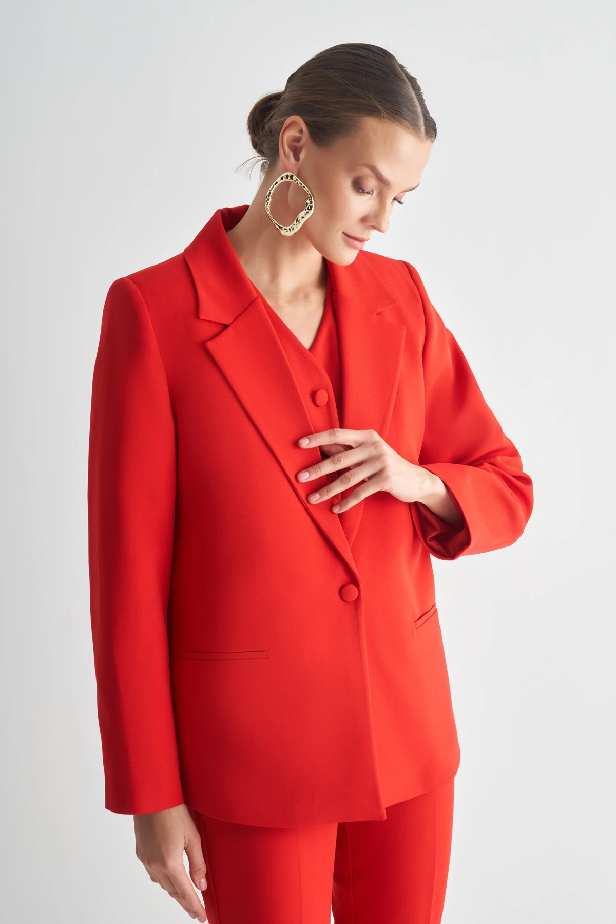 Oversize Blazer Ceket - Kırmızı