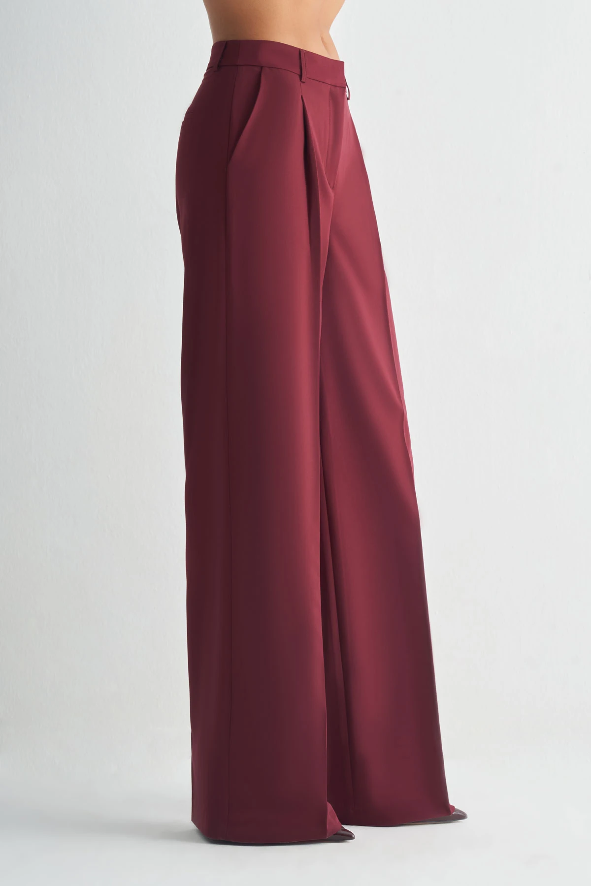 Dökümlü Şık Pantolon - bordo