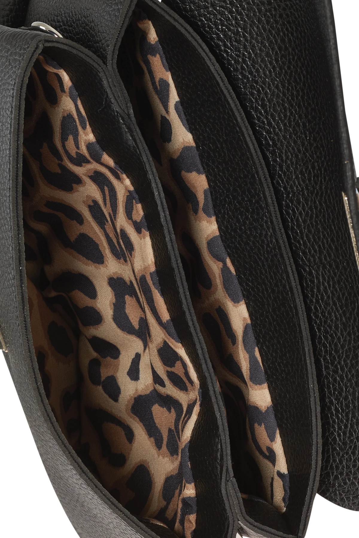 Deri Görünümlü Üçgen Form Çanta - Siyah