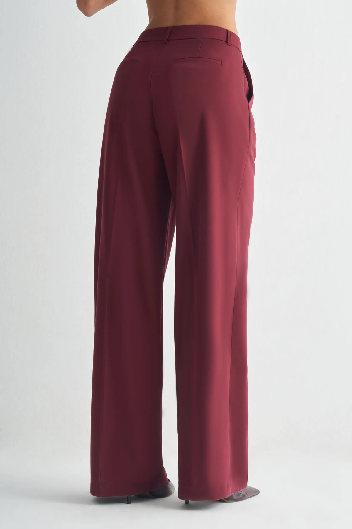 Dökümlü Şık Pantolon - bordo