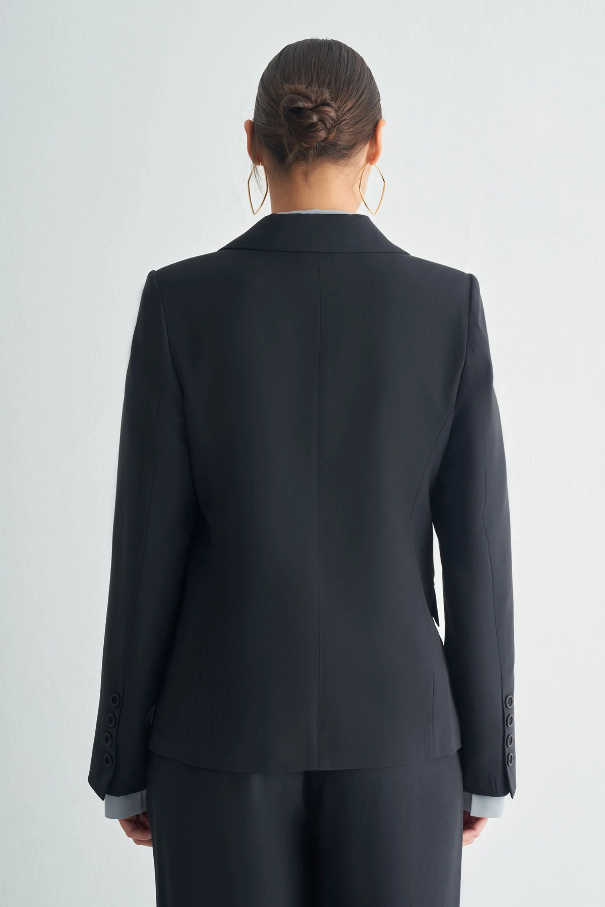 Klasik Kesim Tek Düğmeli Blazer Ceket - Siyah