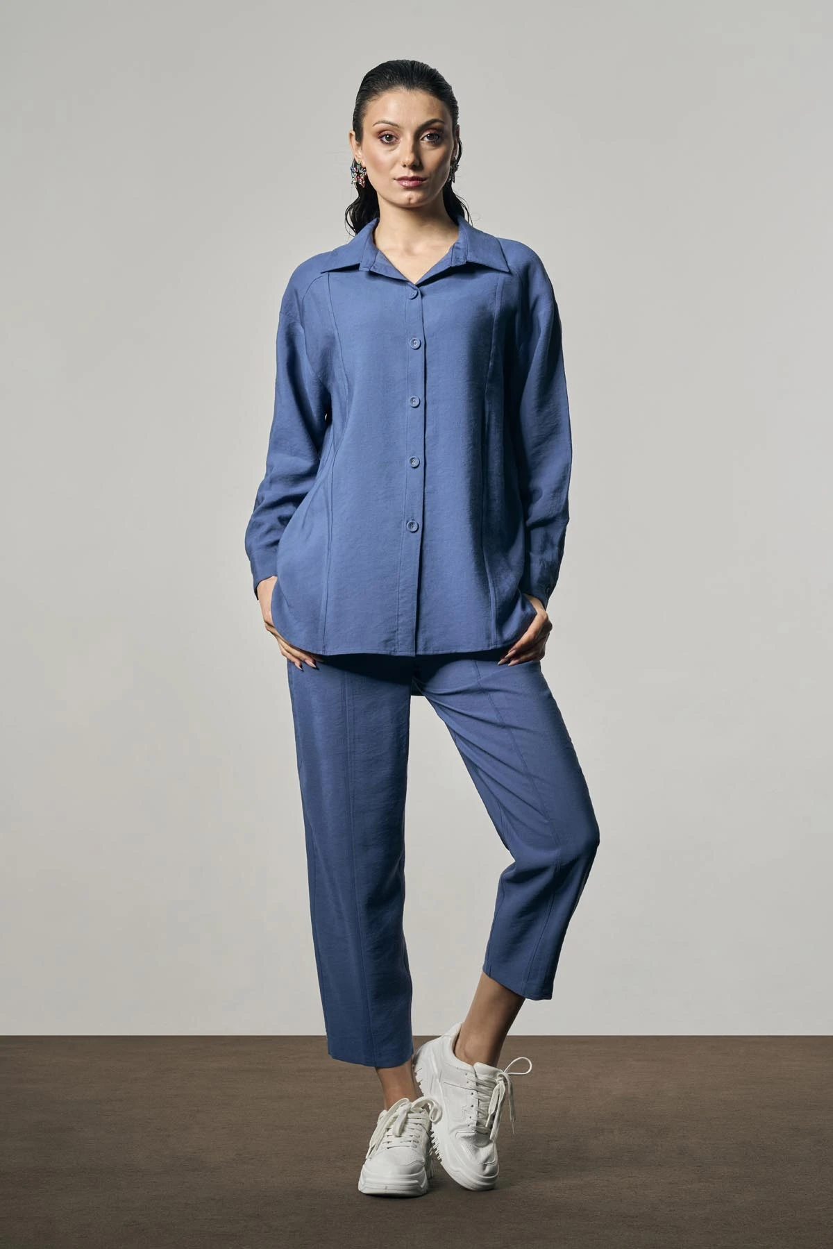 BTK60115 Uzun Kol Casual Gömlek - İndigo