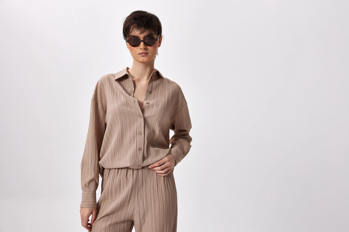 Dökümlü Piliseli Gömlek - taş