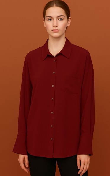 1000029 Casual Uzun Kol Gömlek - bordo