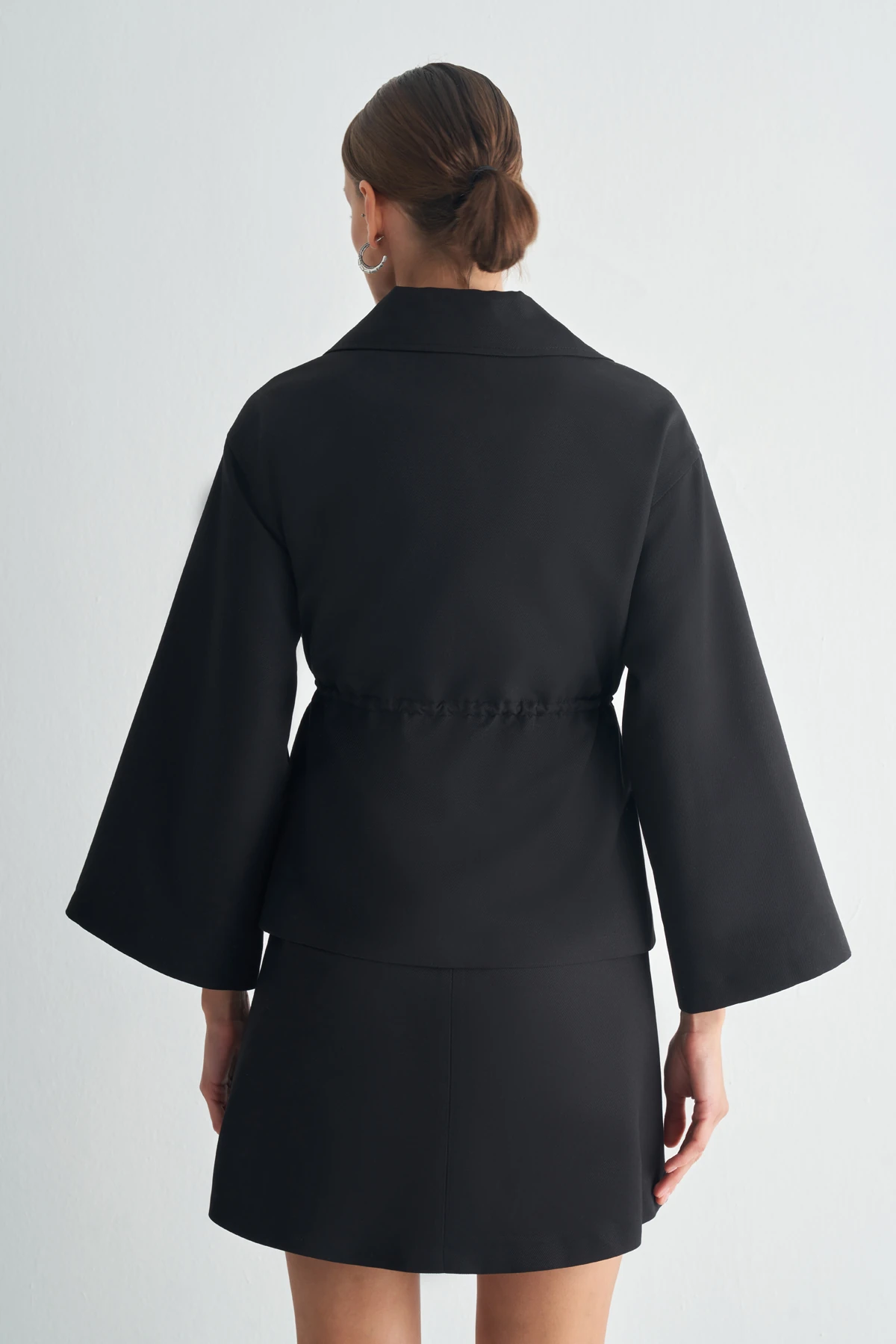 Kadın Fermuarlı Oversize Beli Lastikli Şık Ceket