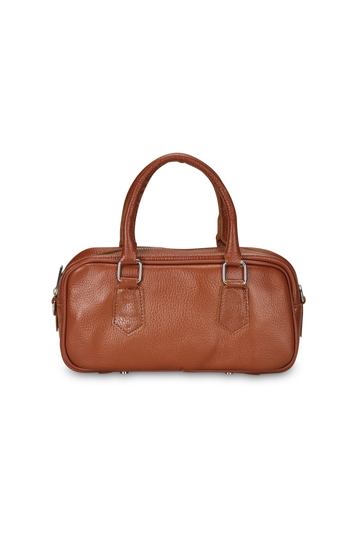 Deri Görünümlü Kutu Form Çanta - taba