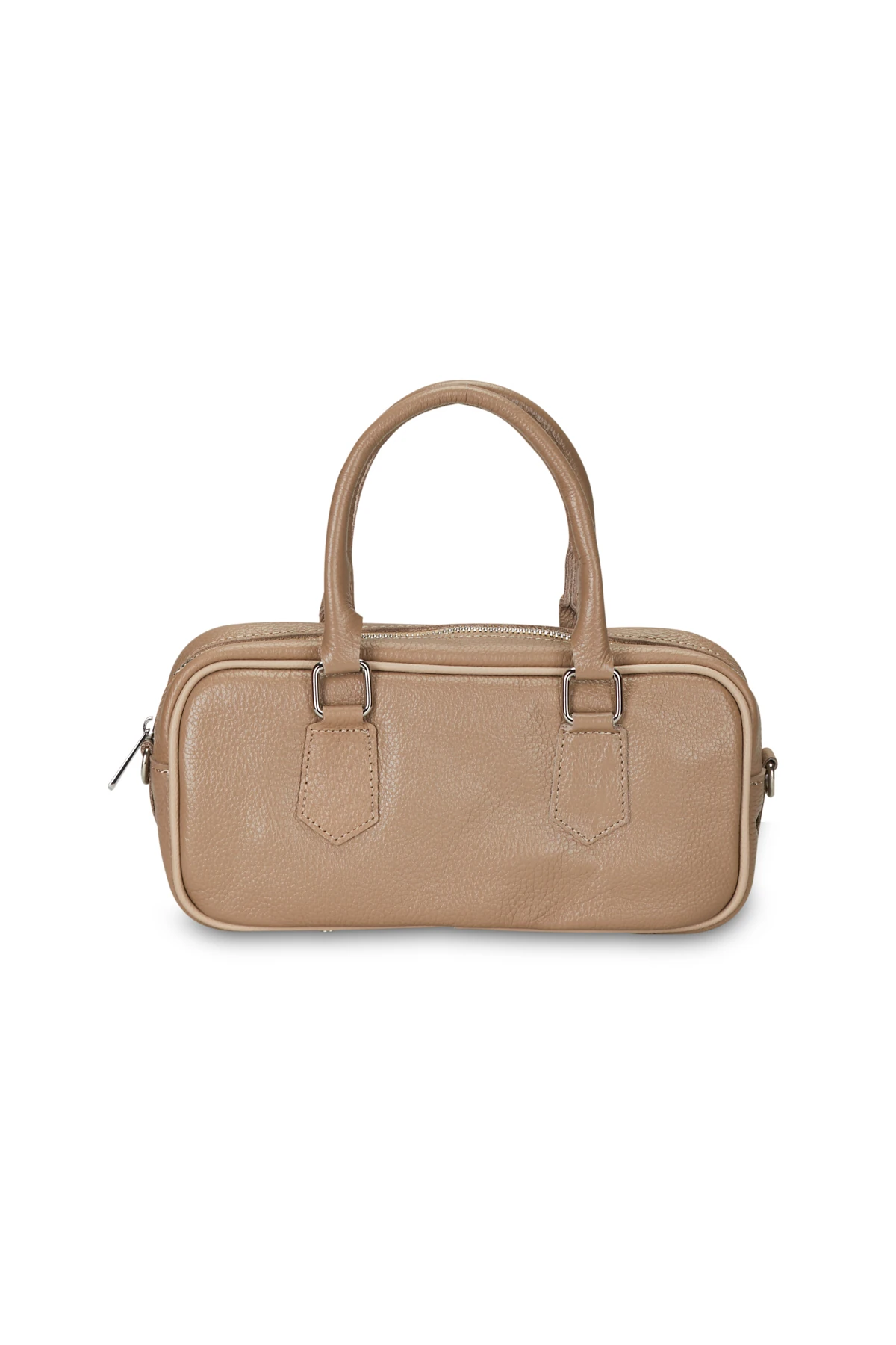 Deri Görünümlü Kutu Form Çanta - vizon