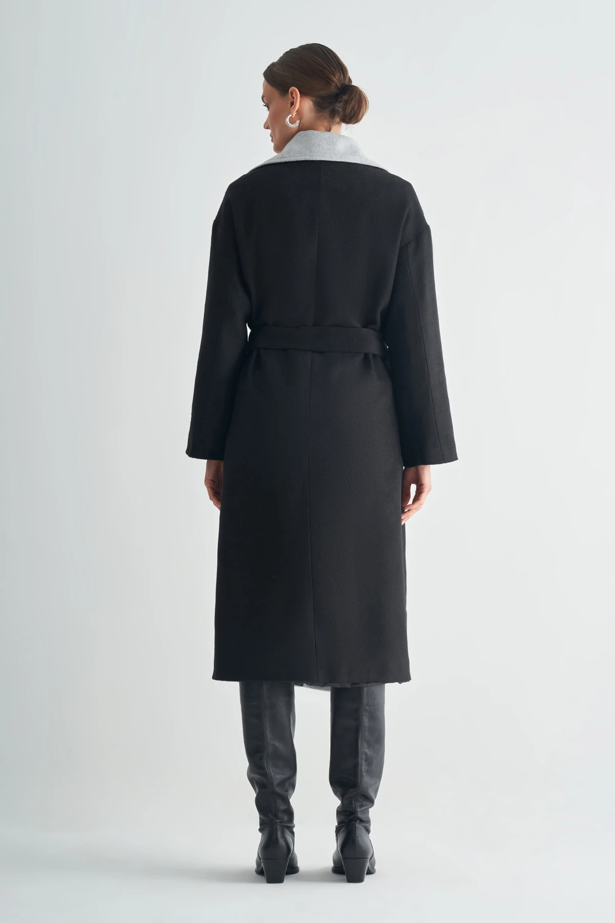 Kontrast Renkli Kaşe Kaban