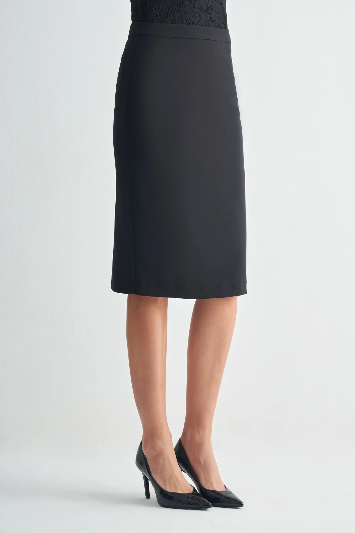 Yüksek Bel Düz Kesim Kalem Etek - Siyah