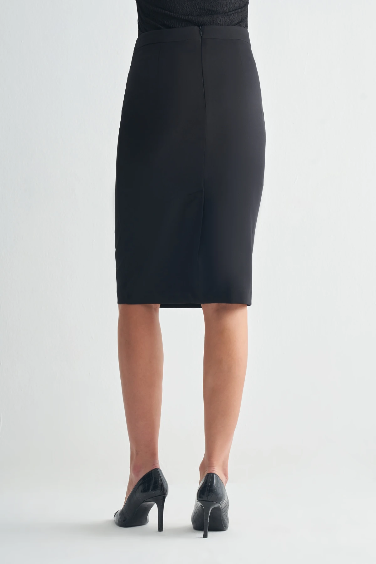 Yüksek Bel Düz Kesim Kalem Etek - Siyah