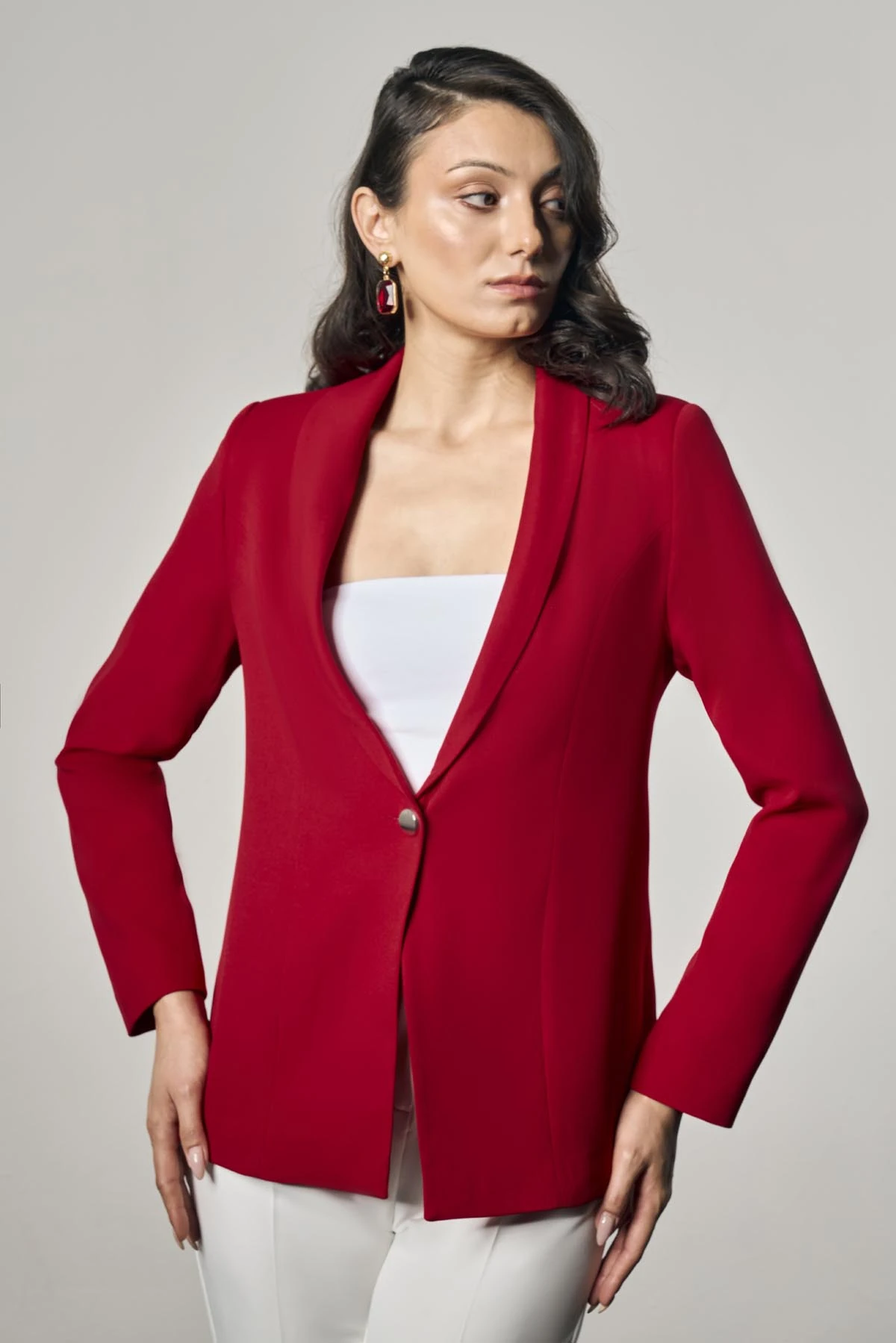 Klasik Blazer Ceket - Kırmızı