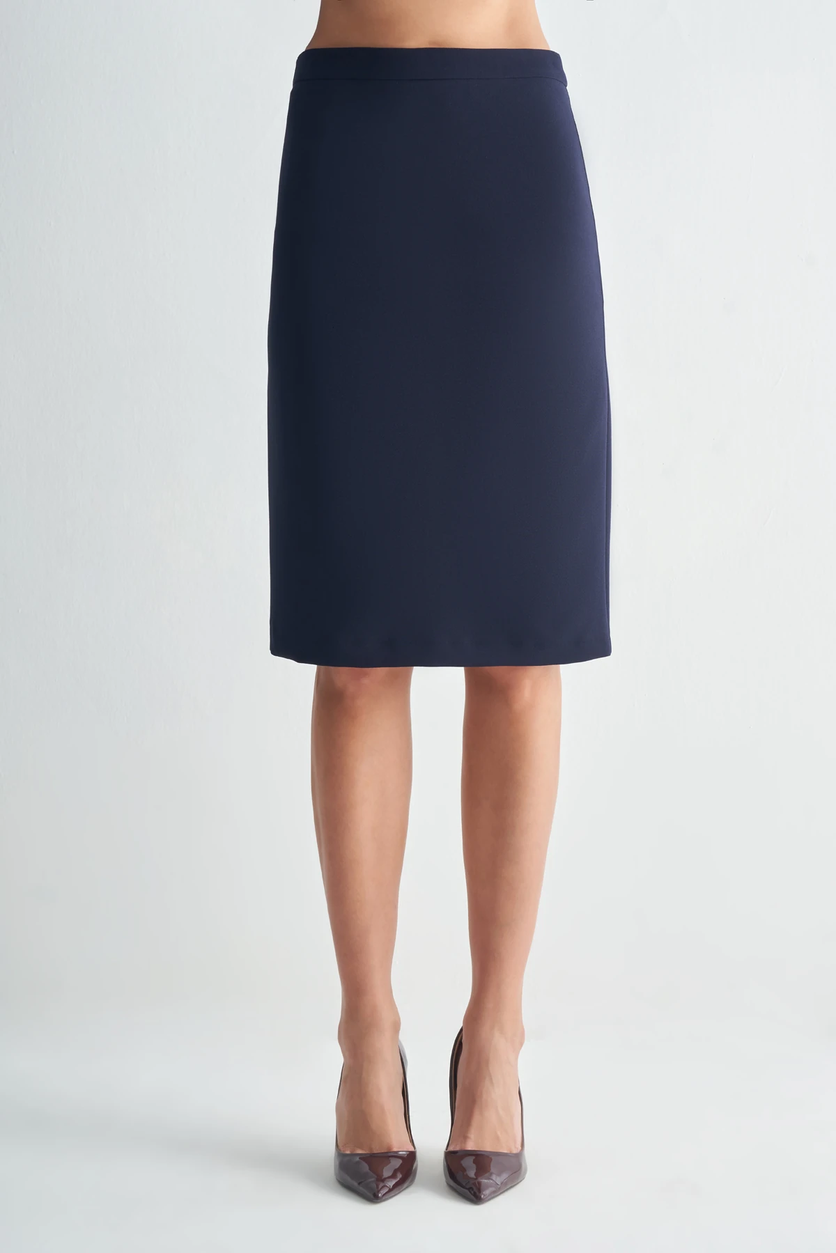 Yüksek Bel Düz Kesim Kalem Etek - Lacivert