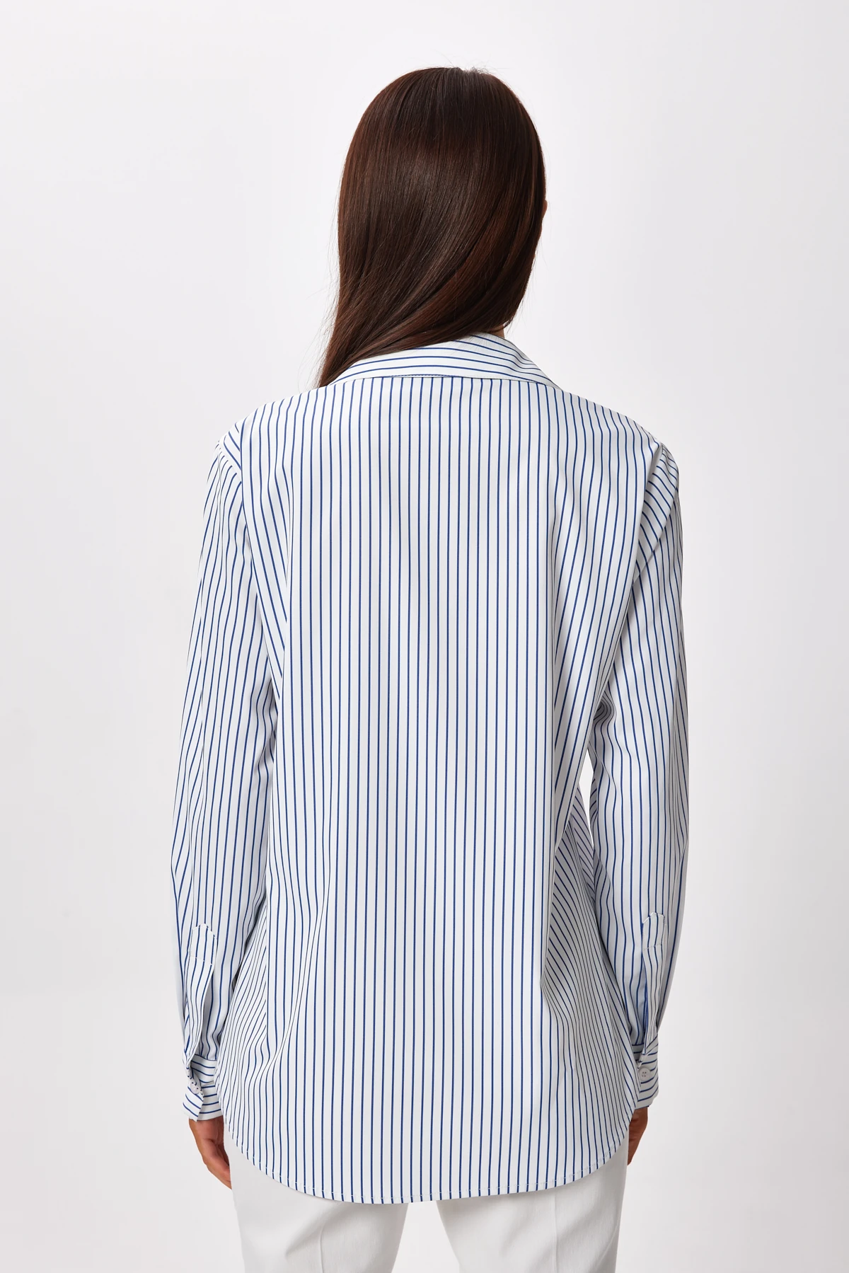 Çizgili Klasik Yaka Gömlek - İndigo