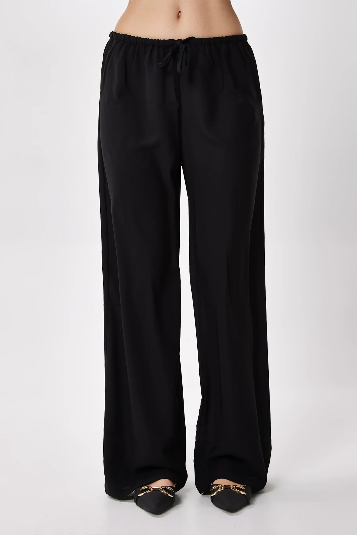 BTK10062 Beli Lastikli Pantolon - Siyah