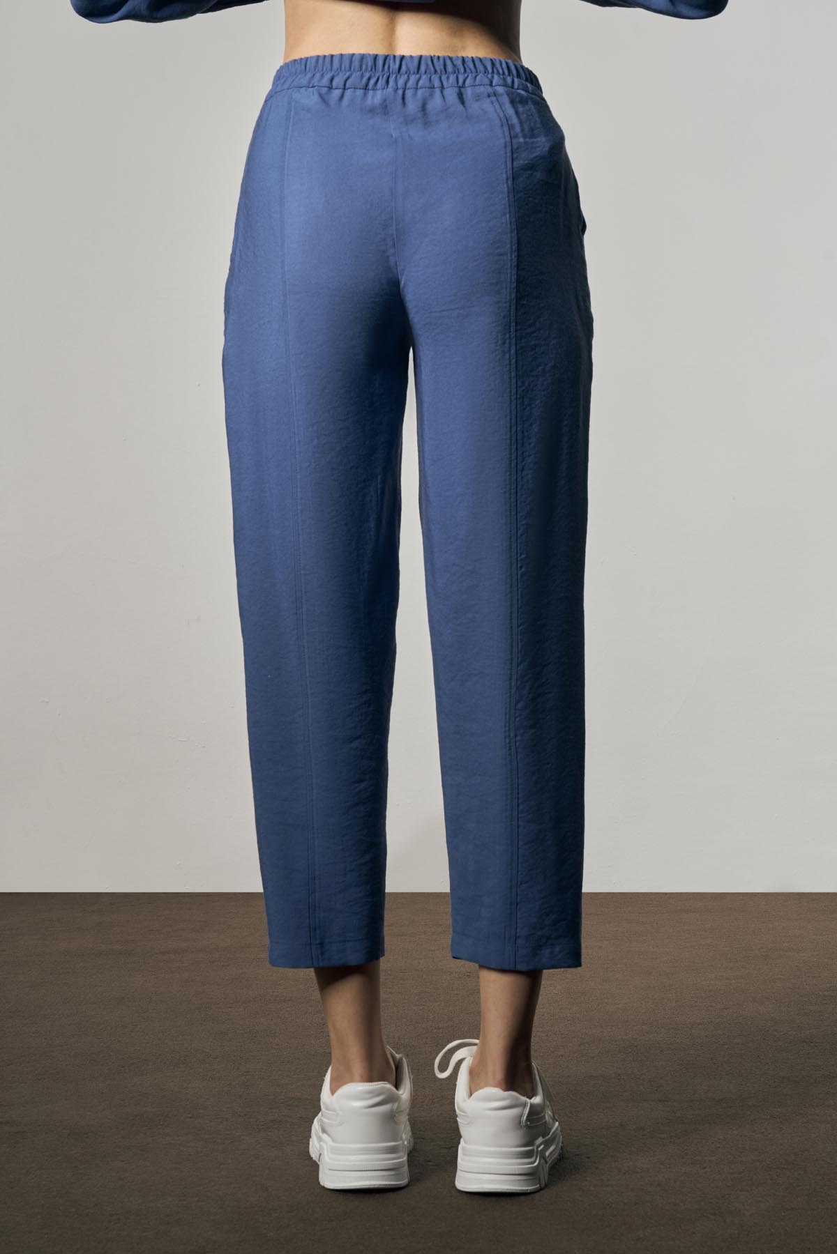BTK10115 Düğme Detaylı Bol Paça Pantolon - Koyu İndigo