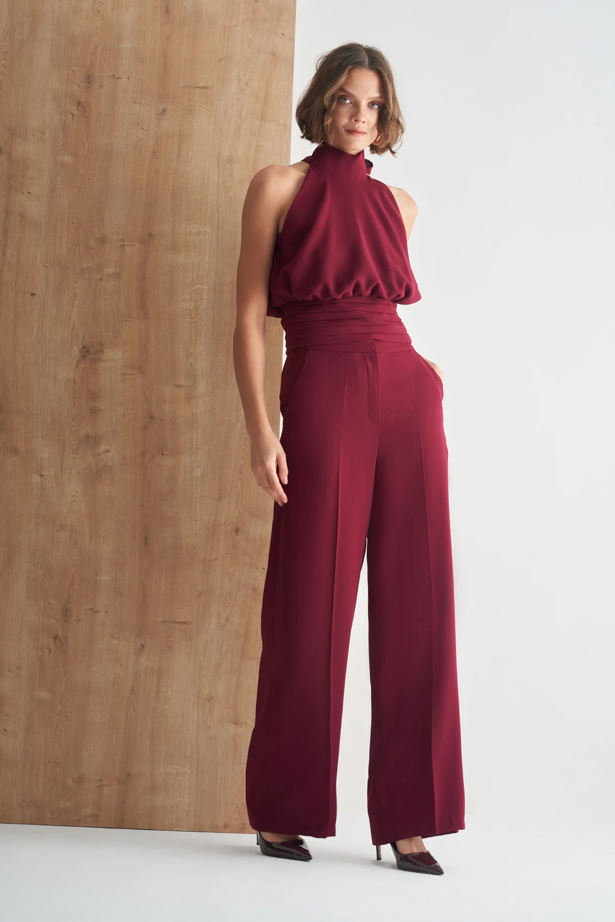 Boyundan Bağlamalı Şık Bluz - bordo