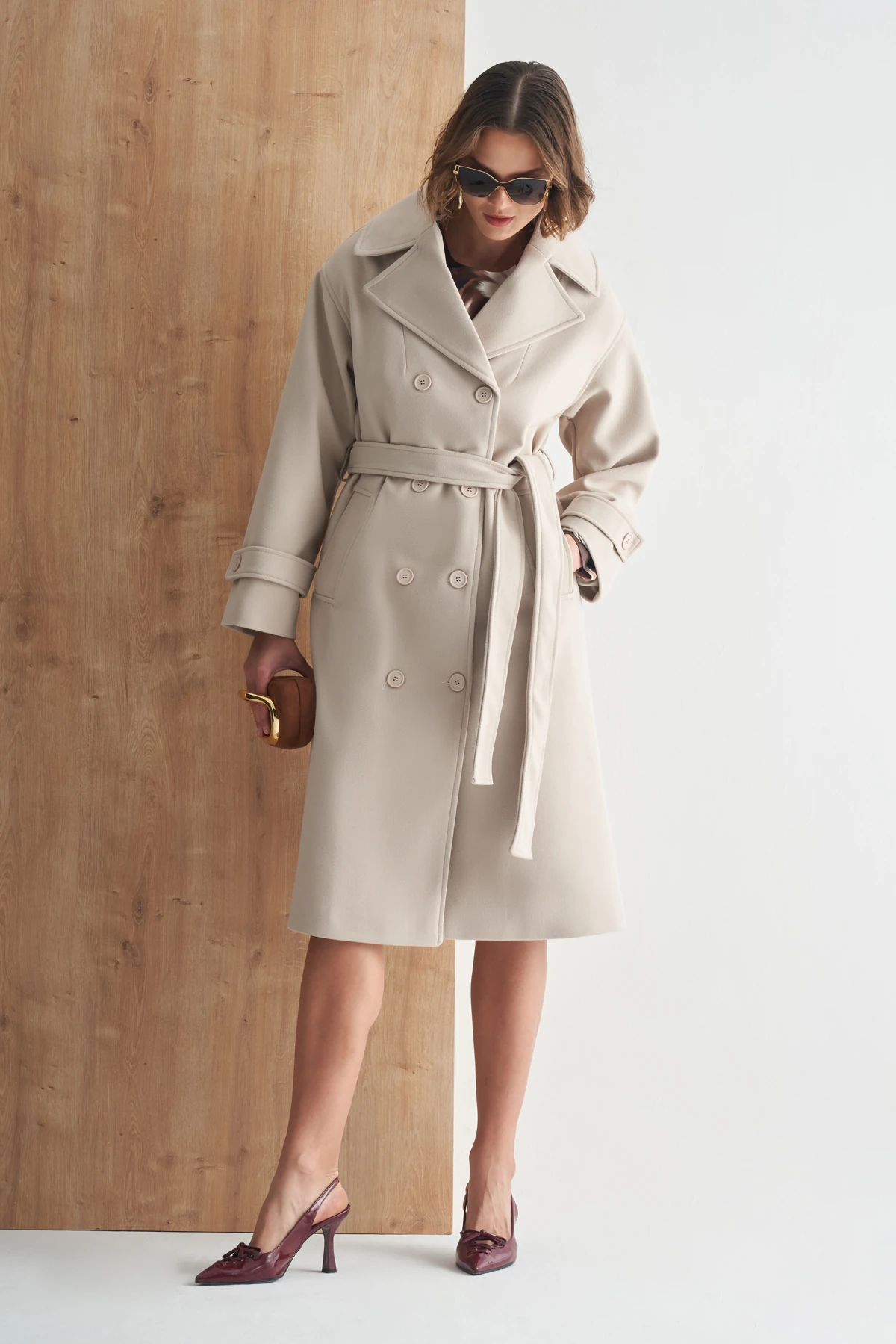 Oversize Premium Kaşe Kaban - BEJ