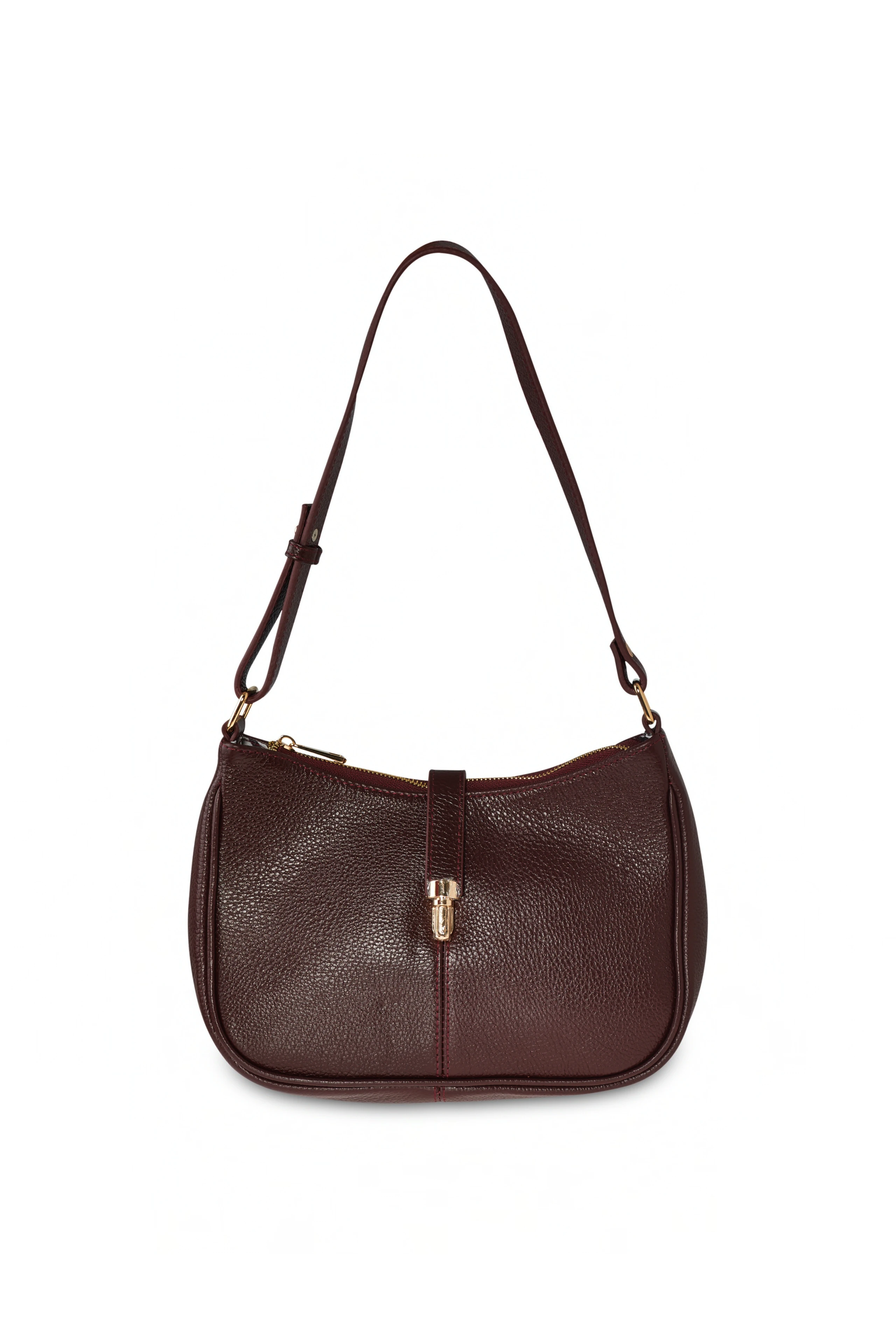 Tokalı Deri Görünümlü Çanta - bordo