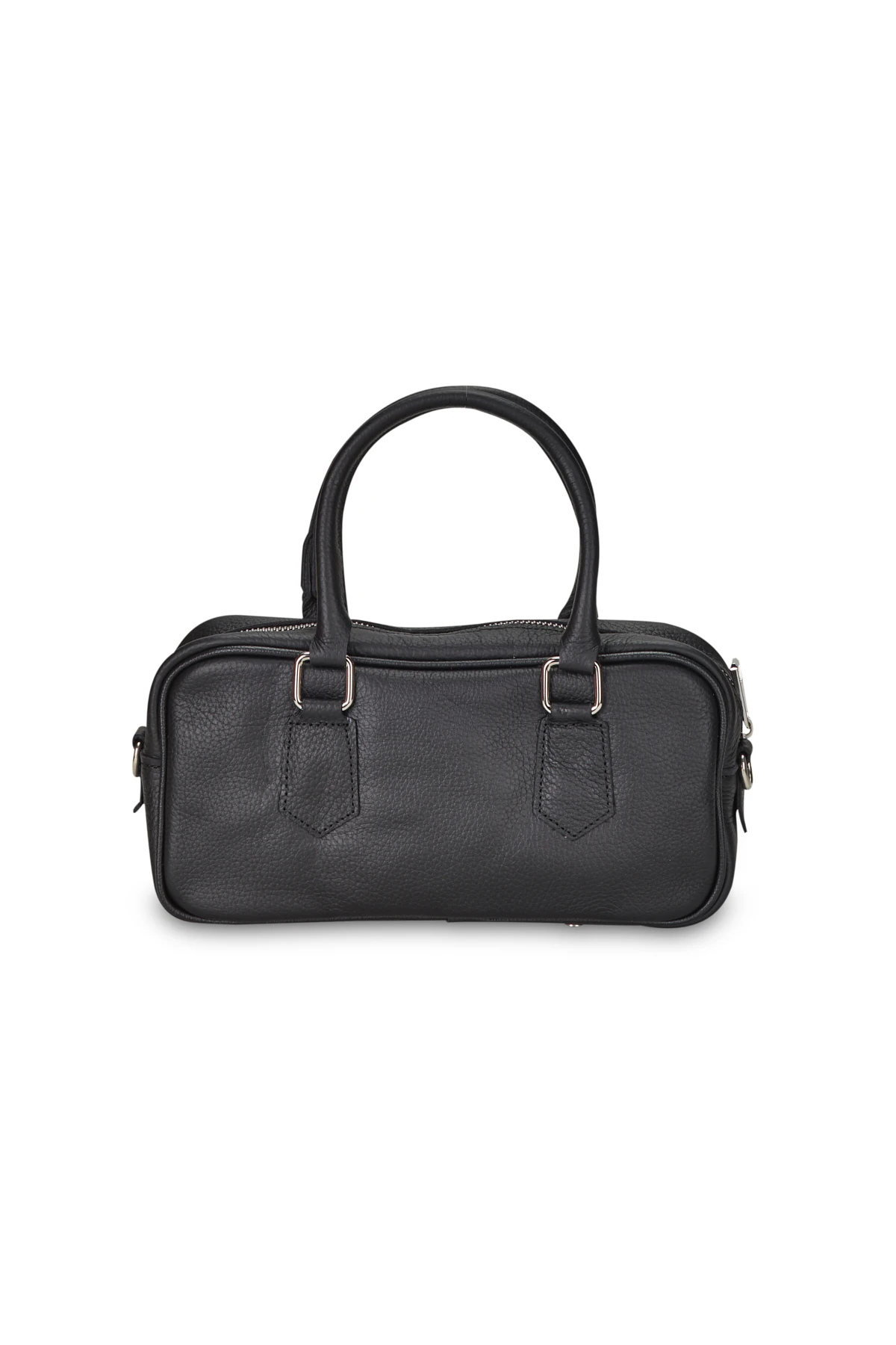 Deri Görünümlü Kutu Form Çanta - Siyah