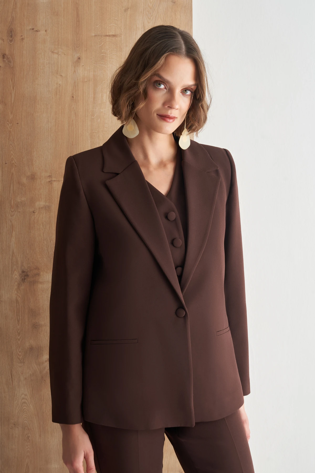 Oversize Blazer Ceket - kahve