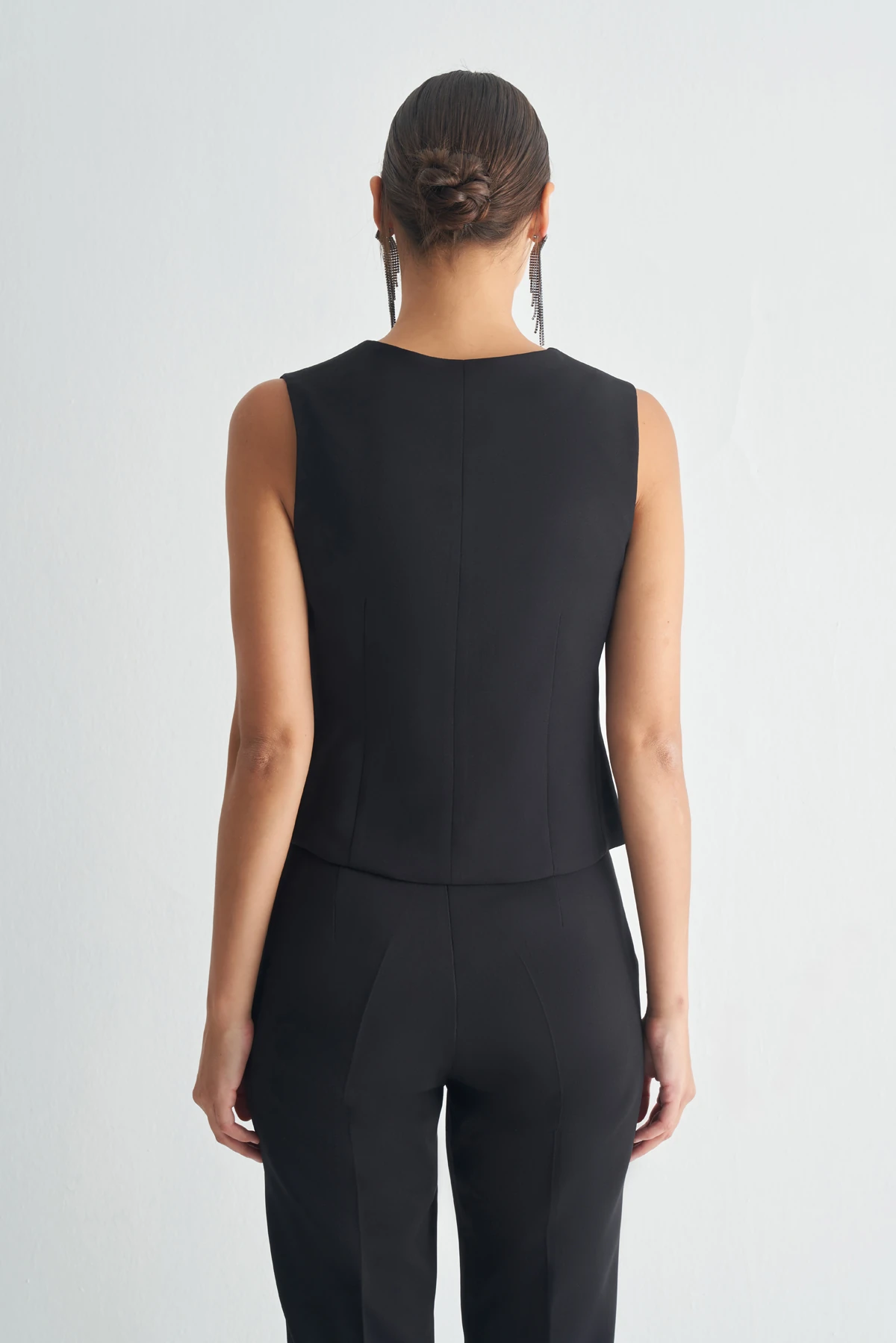 Düğmeli Klasik Yelek – Şık Takım Yeleği - Siyah