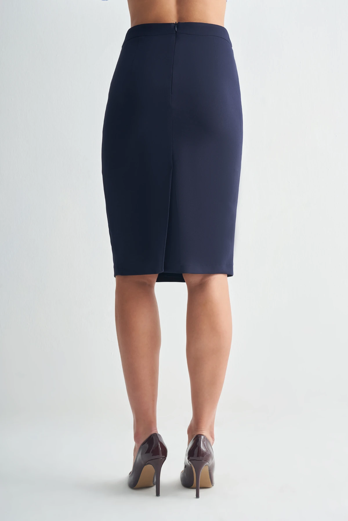 Yüksek Bel Düz Kesim Kalem Etek - Lacivert