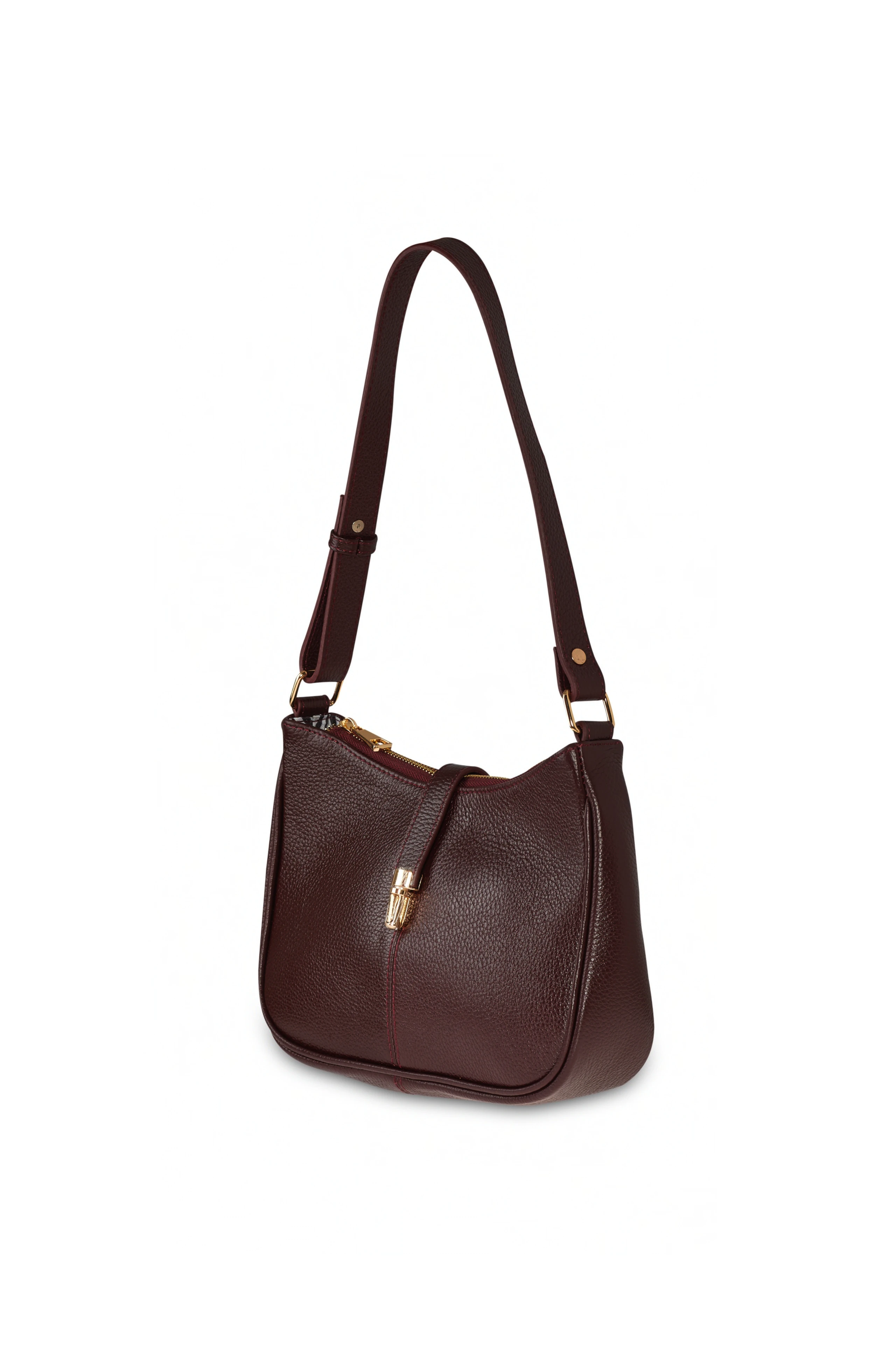 Tokalı Deri Görünümlü Çanta - bordo