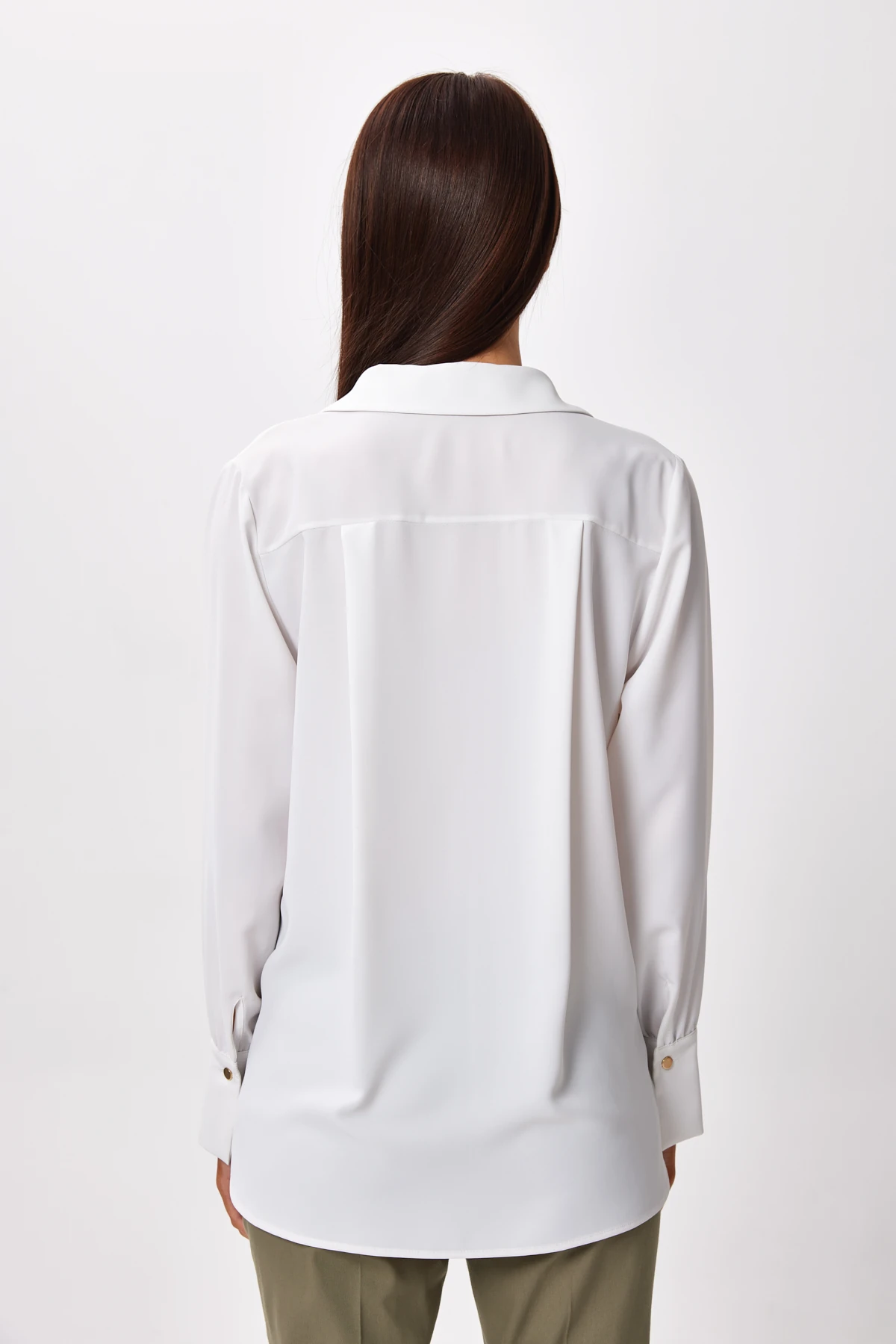 V Yaka Önden Düğmesiz Gömlek - ekru