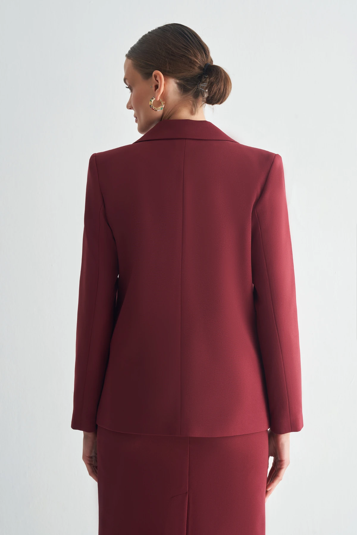 Oversize Blazer Ceket - bordo