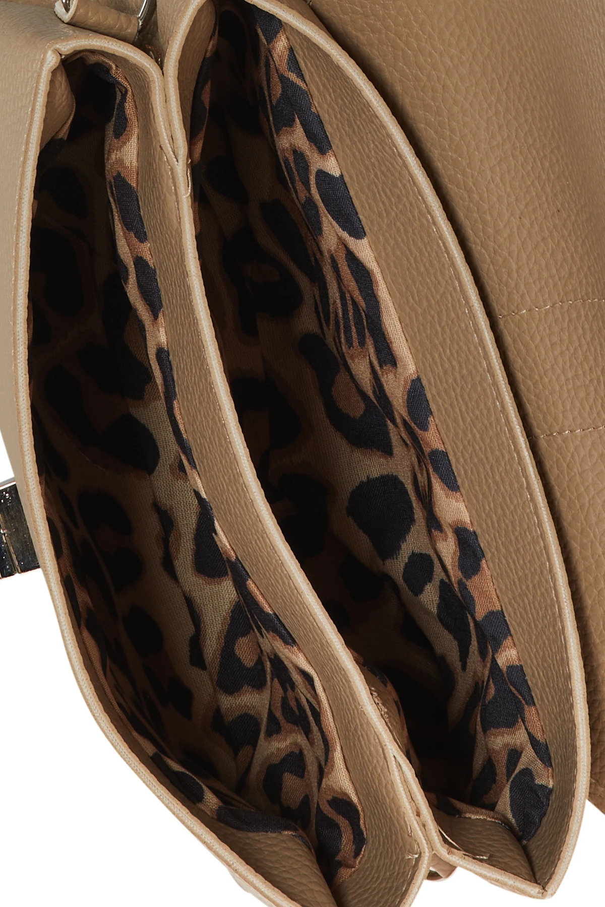 Deri Görünümlü Üçgen Form Çanta - vizon