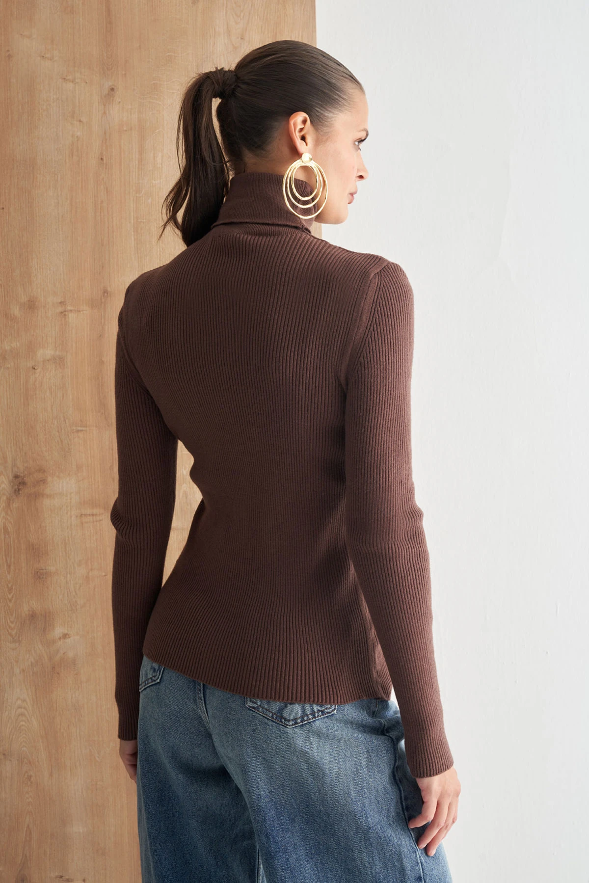 Ribana Yüksek Yaka Uzun Kollu Kazak