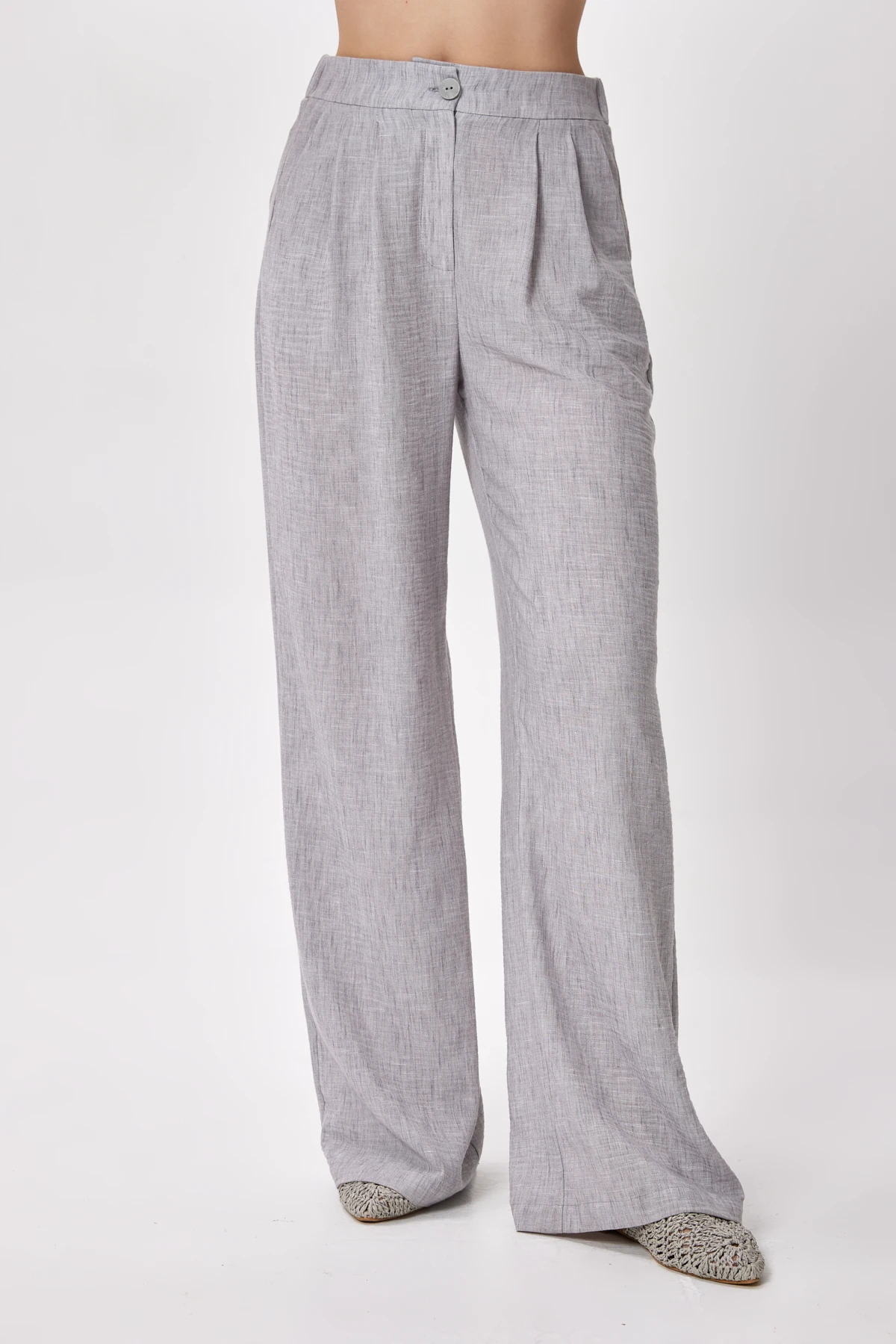 Geniş Paça Yüksek Bel Pantolon - gri