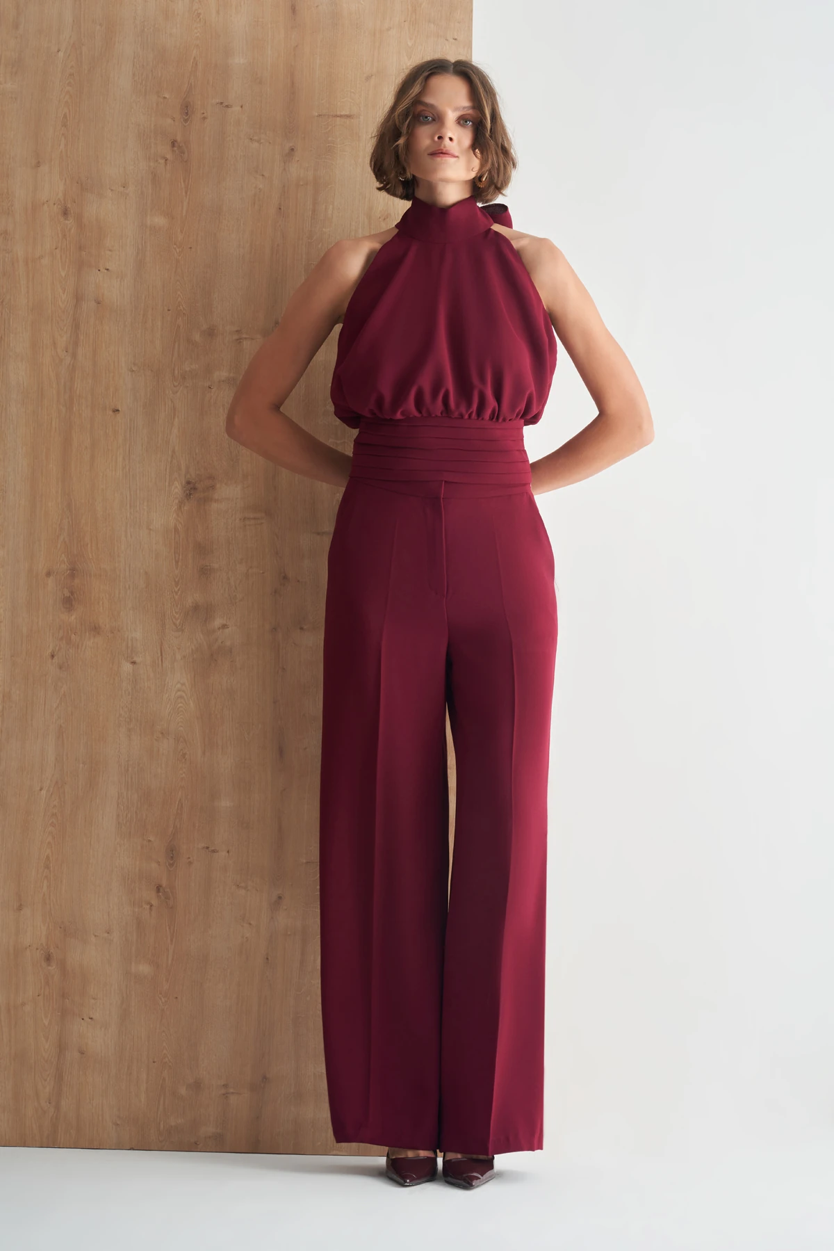 Boyundan Bağlamalı Şık Bluz - bordo