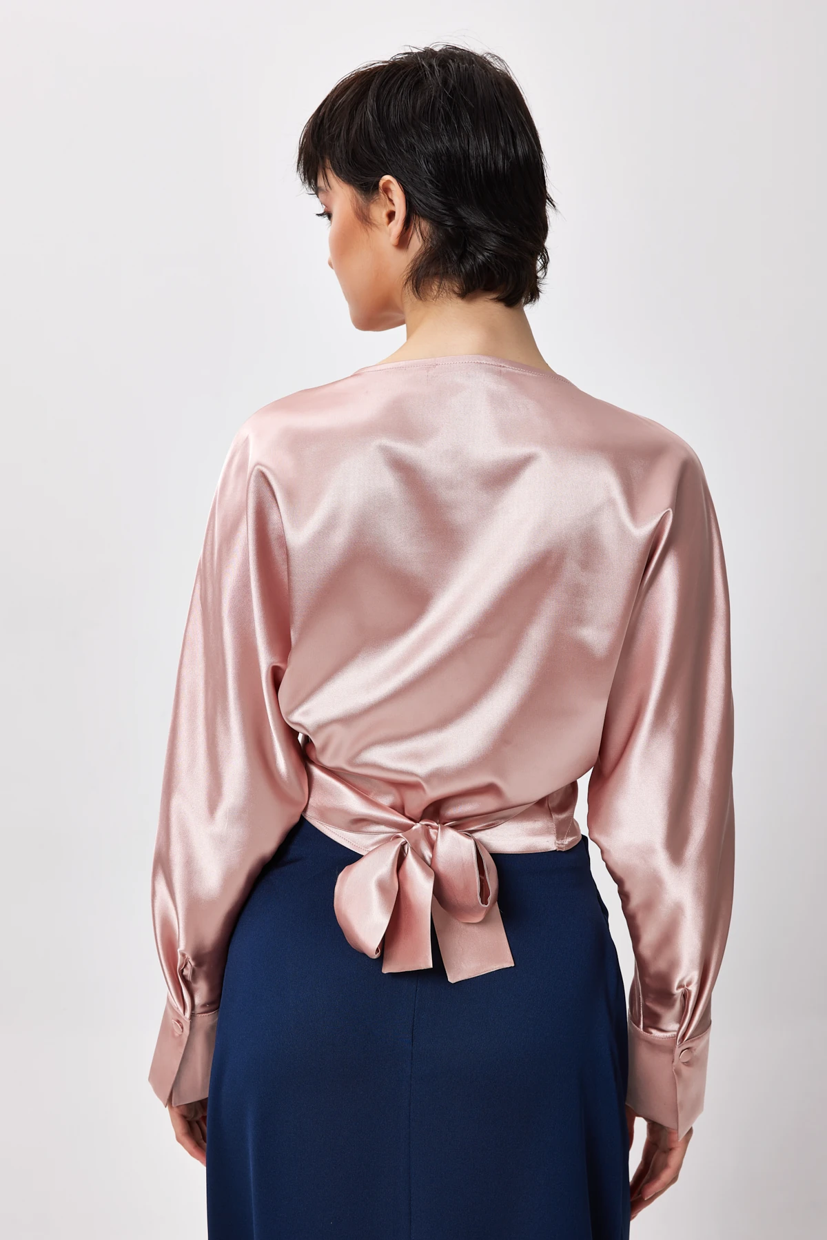 Kruvaze Bağlamalı Gömlek - pudra