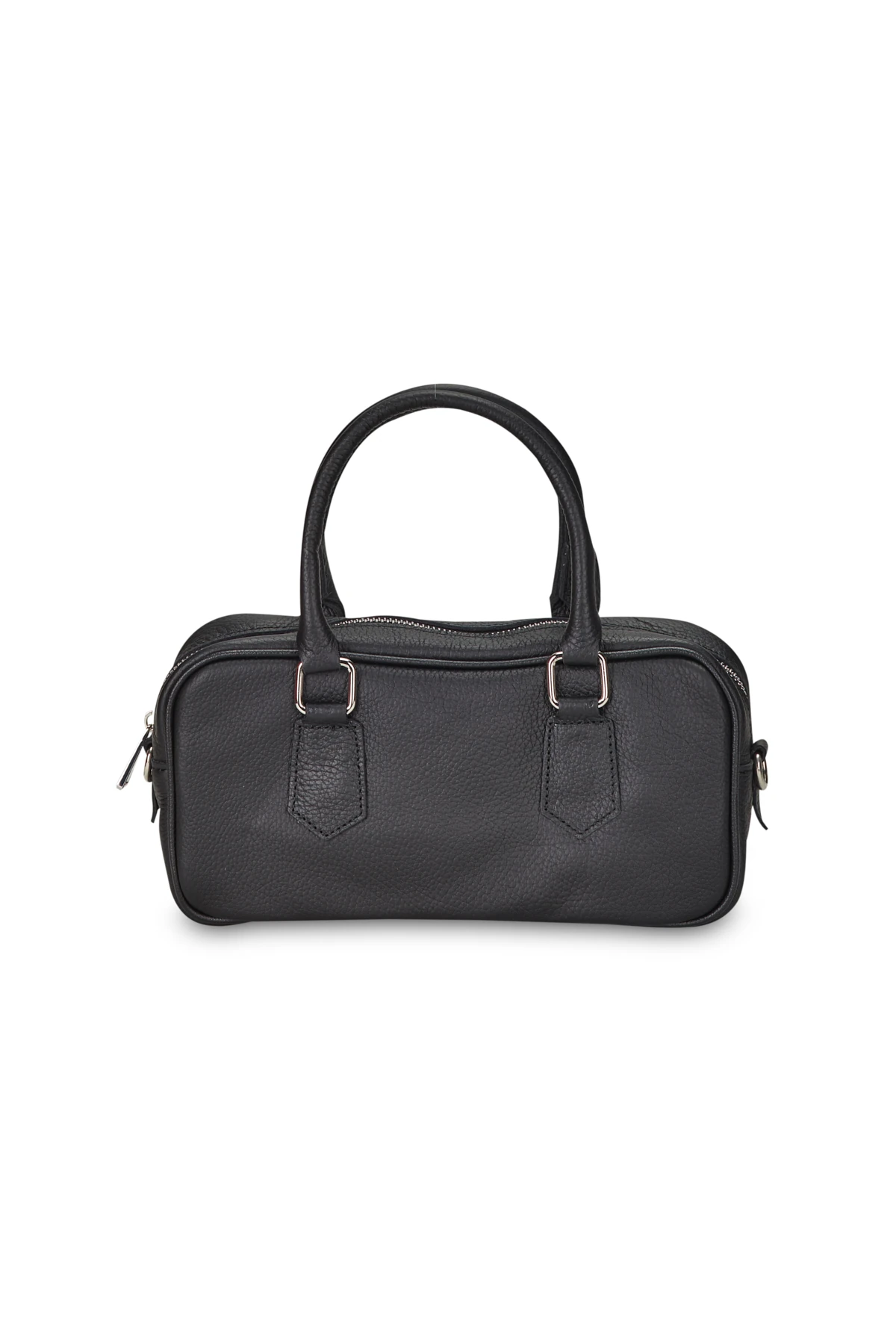 Deri Görünümlü Kutu Form Çanta - Siyah