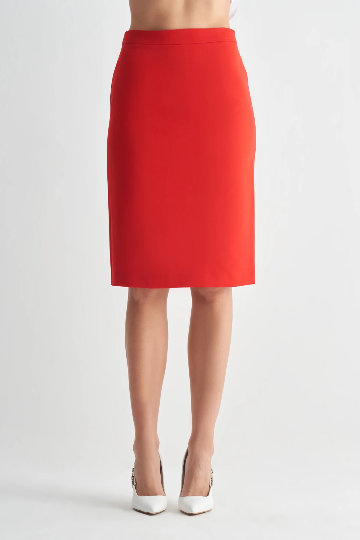 Yüksek Bel Düz Kesim Kalem Etek - Kırmızı