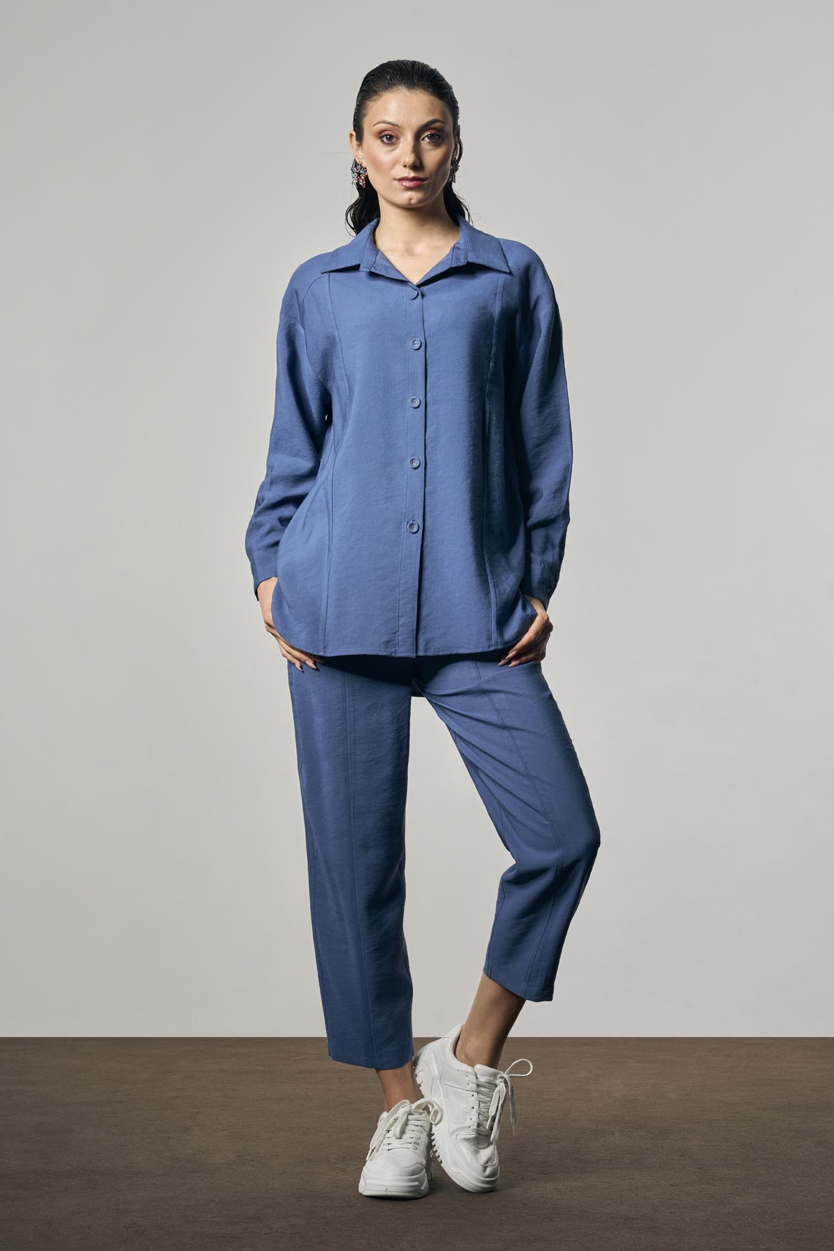 BTK60115 Uzun Kol Casual Gömlek - İndigo