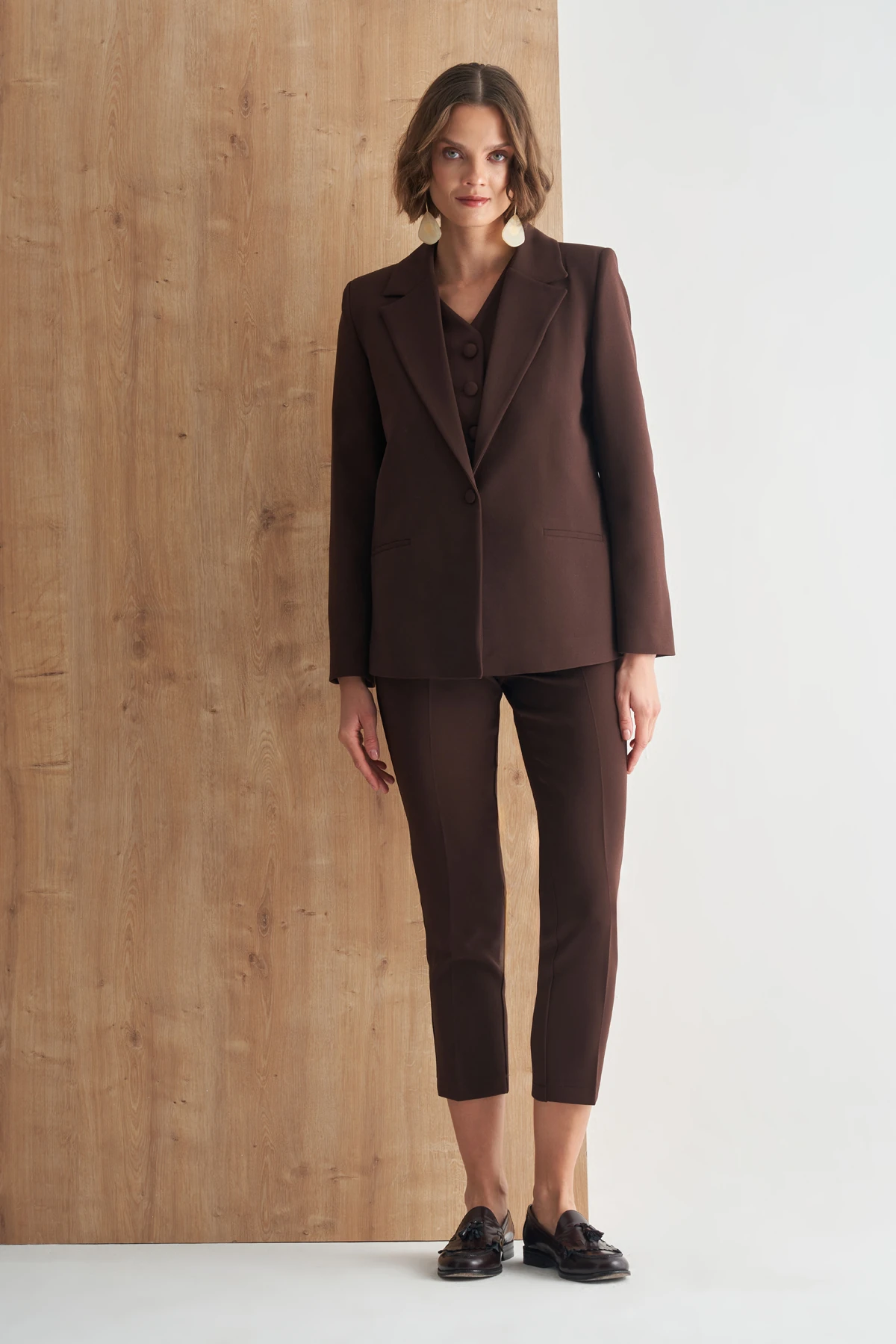 Oversize Blazer Ceket - kahve