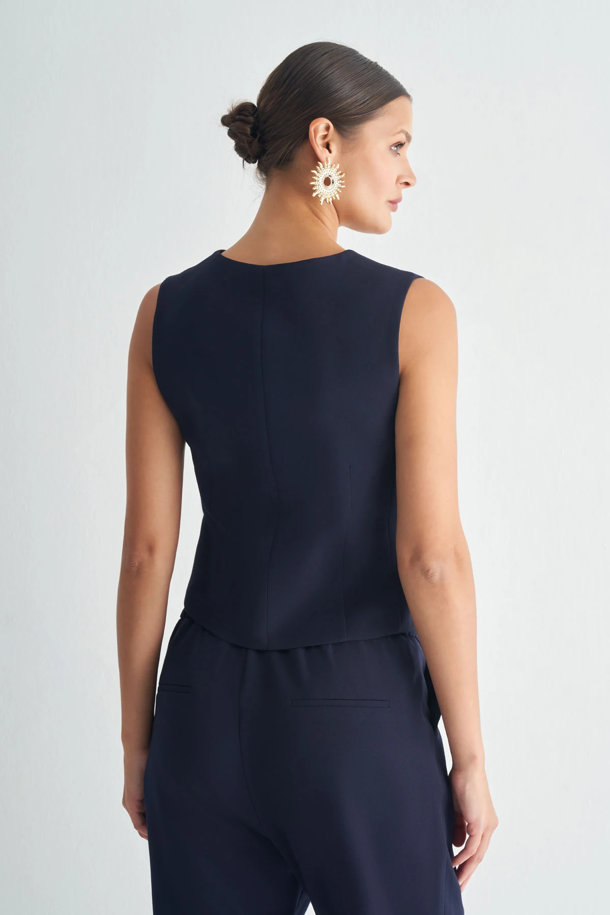 Düğmeli Klasik Yelek – Şık Takım Yeleği - Lacivert