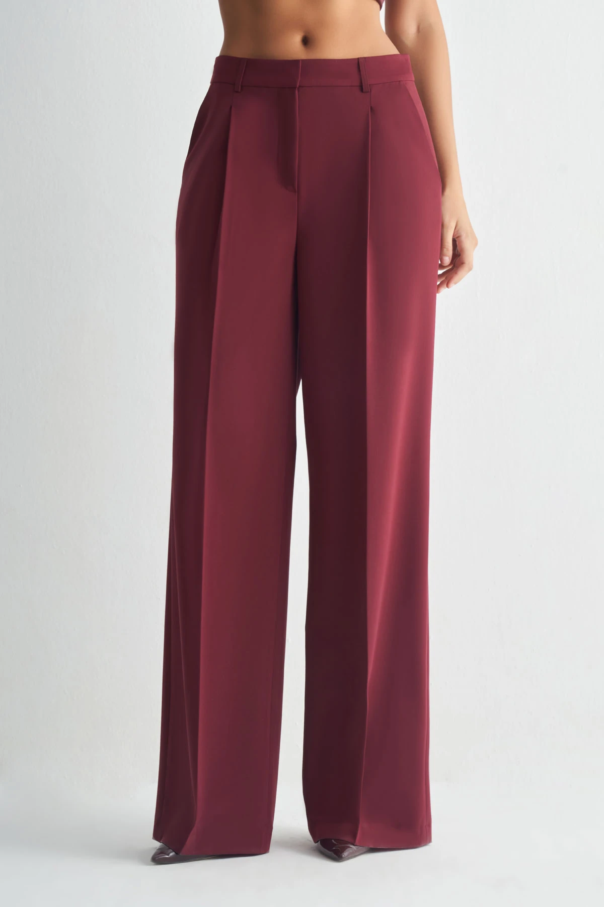 Dökümlü Şık Pantolon - bordo