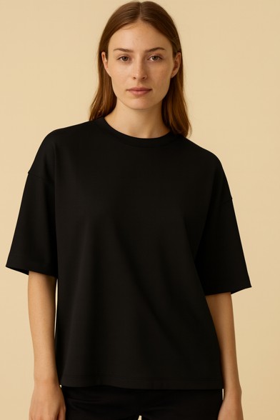 1000034 Duz Casual T-Shırt - Siyah