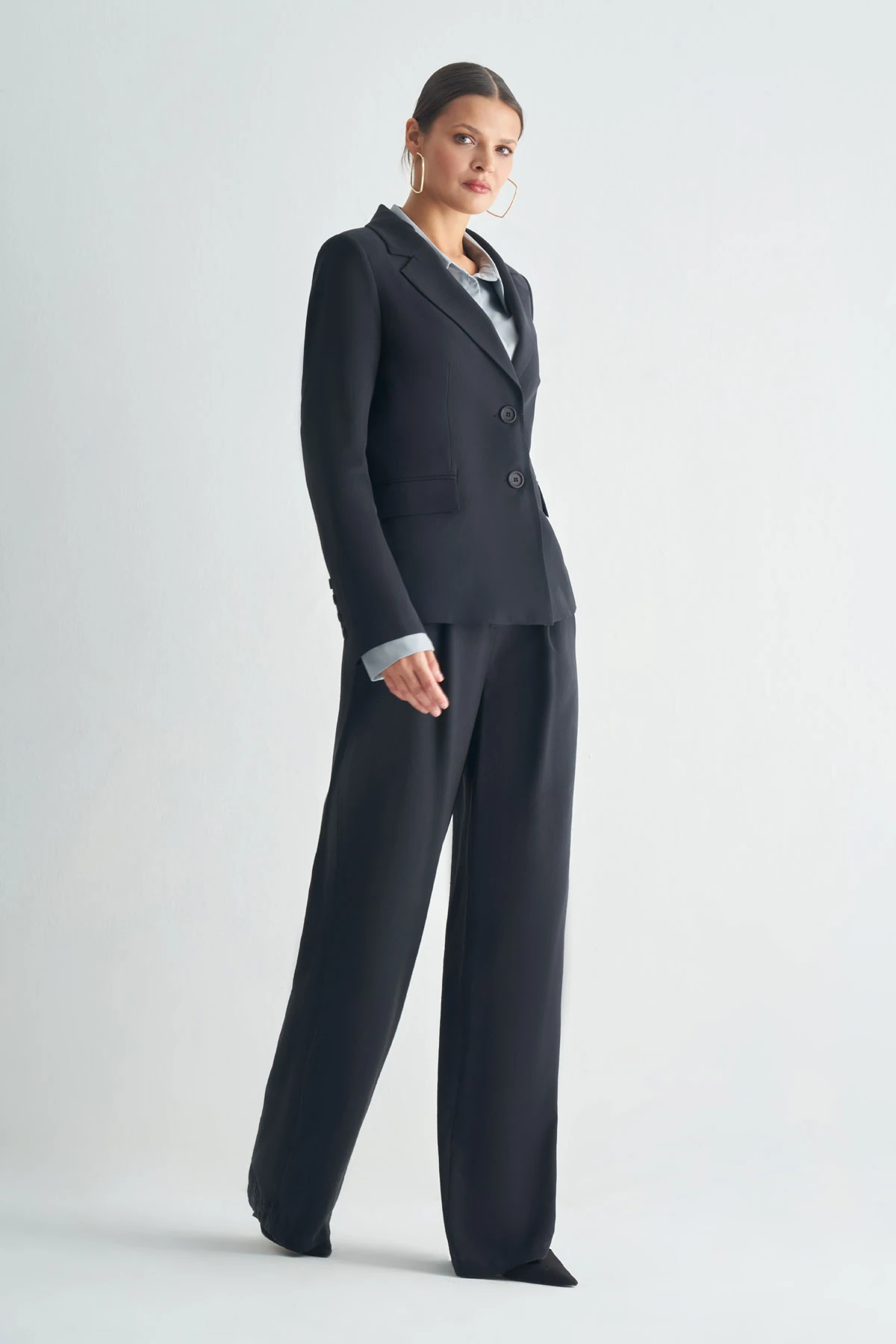 Klasik Kesim Tek Düğmeli Blazer Ceket - Siyah