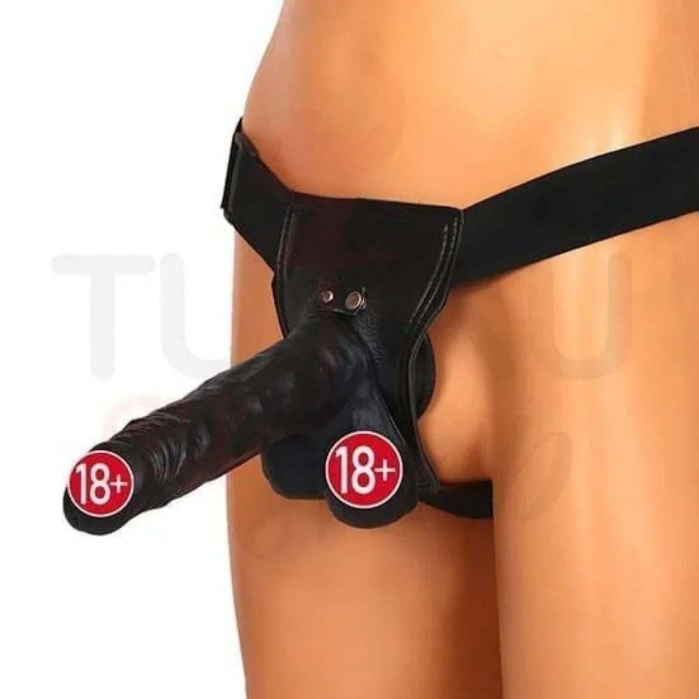 21 cm Kalın Siyah Kemerli Strapon – Gerçekçi Zenci Dildo Modeli