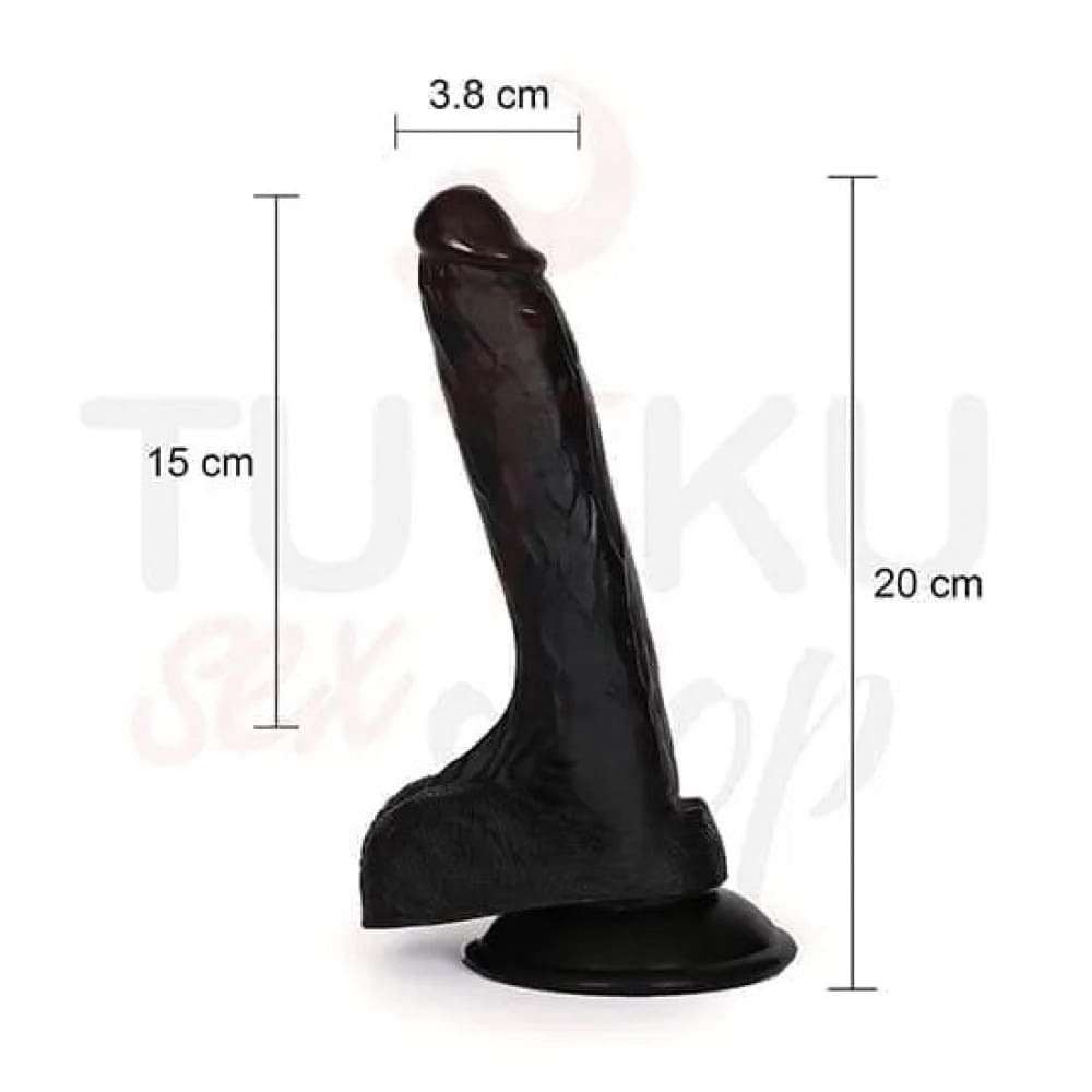 20 cm Siyah Kemerli Strapon Dildo – Gerçekçi Damar Dokulu