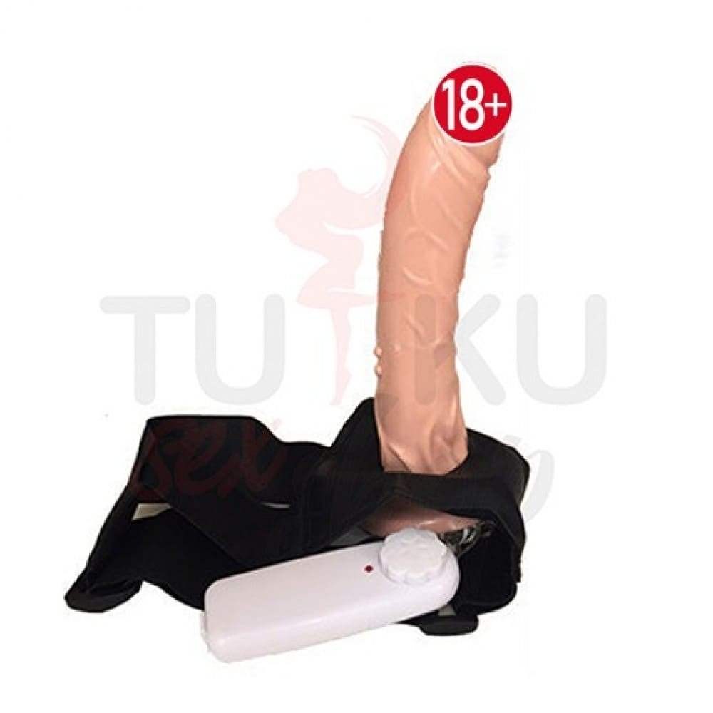 Titreşimli Ultra Harness İçi Boş Strapon – 20 Cm Vibrasyonlu Strapon 