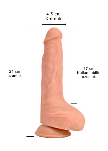 24 cm Kıkırdaklı Gerçekçi Dildo – Ultra Yumuşak ve Strapon Uyumlu
